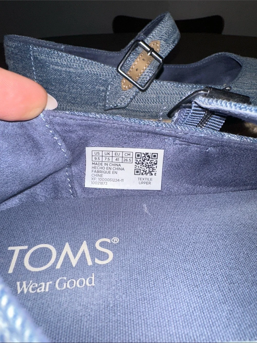 Toms Women’s Carolina Blue Denim Mary Jane Espadrille